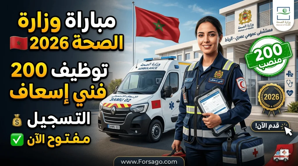 إعلان مباراة توظيف 200 فني إسعاف بوزارة الصحة 2026