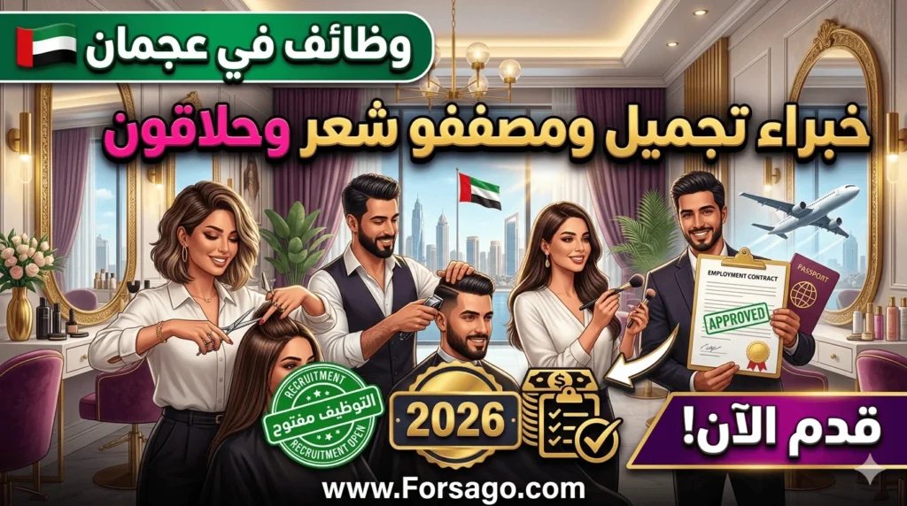 مطلوب خبراء تجميل ومصففي شعر وحلاقين للعمل في صالونات عجمان 2026