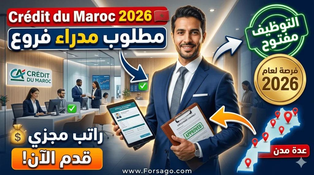 توظيف الأطر البنكية Crédit du Maroc يبحث عن مدراء فروع 2026