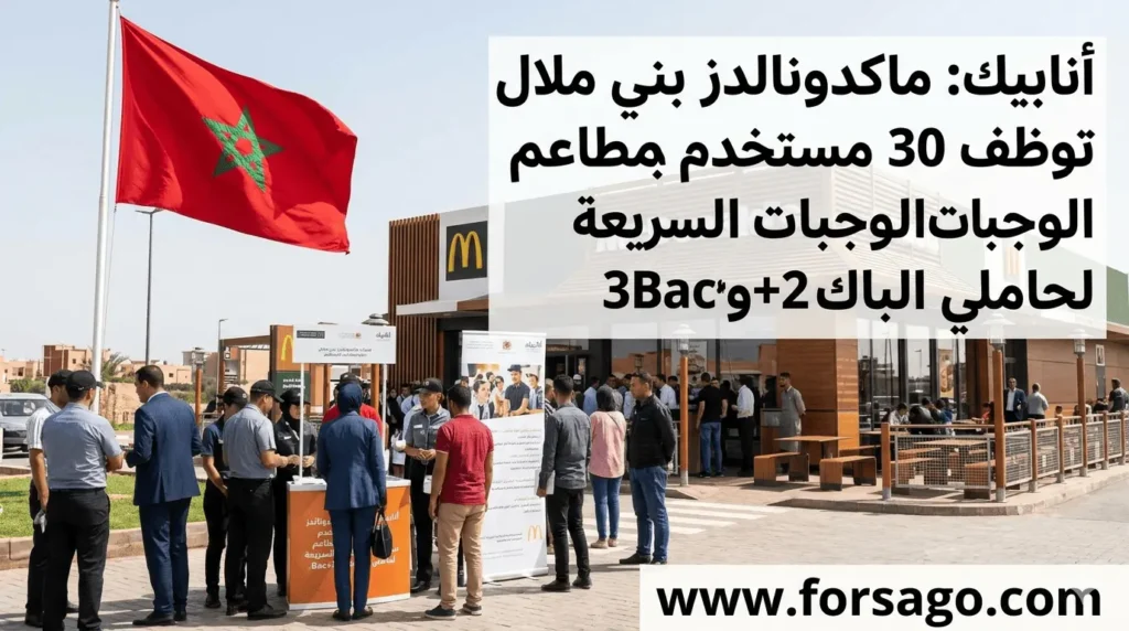 ماكدونالدز بني ملال تفتح أبوابها توظيف 30 مستخدم عبر الأنابيك