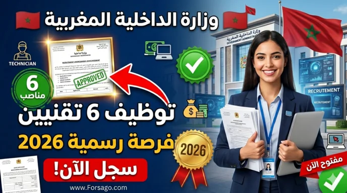 توظيف وزارة الداخلية 2026: فرصة لتوظيف 6 تقنيين