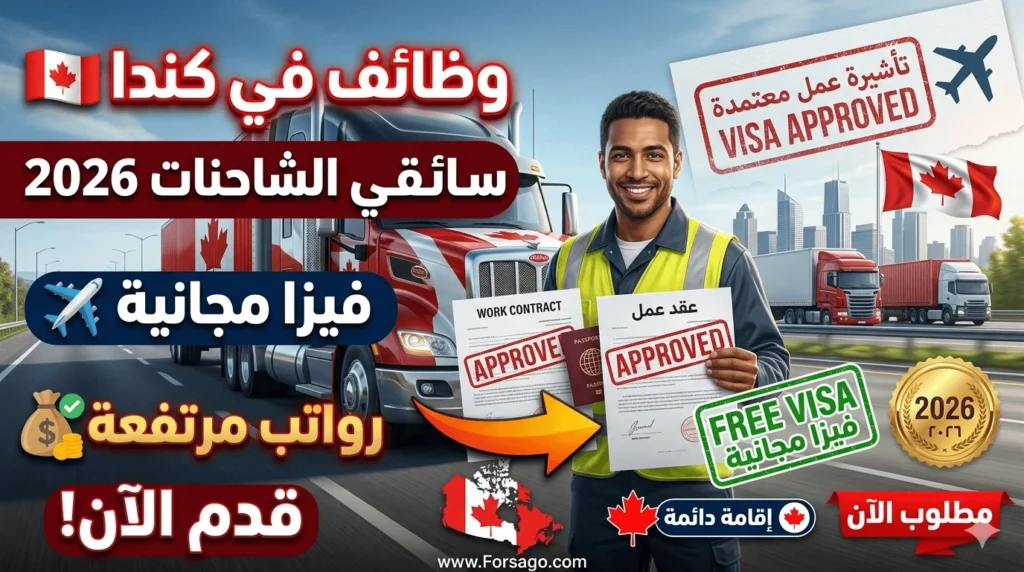 وظائف سائقي الشاحنات في كندا 2026: عقود عمل مع فيزا مجانية