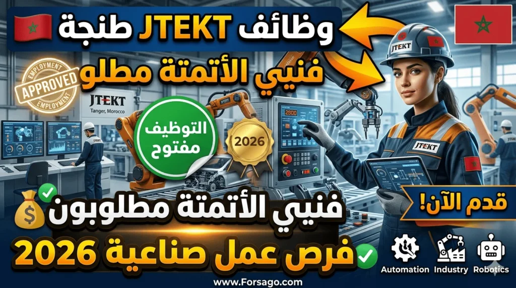 وظائف JTEKT طنجة 2026: مطلوب فنيي أتمتة