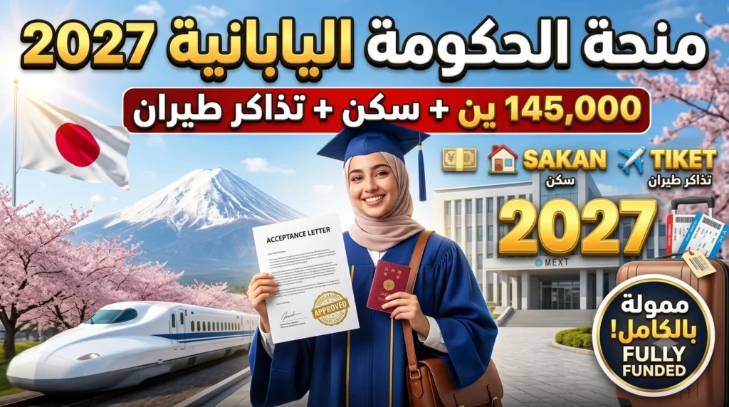 منحة الحكومة اليابانية 2027: راتب 145,000 ين + سكن + تذاكر طيران