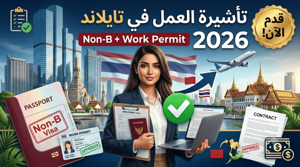 تأشيرة العمل في تايلاند 2026: Non‑B + Work Permit خطوة بخطوة